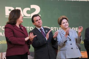Ministra Mirian Belchior, prefeito Luiz Marinho e presidenta Dilma Rousseff