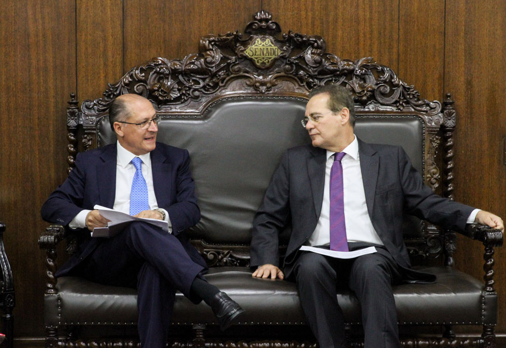 Governador Geraldo Alckmin e senador Renan Calheiros durante reunião em Brasília