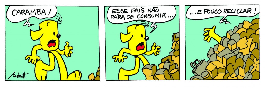 Cubinho, tirinha de Mario Mastrotti de 1975, sobre a questão ambiental (Acervo/Mario Mastrotti)
